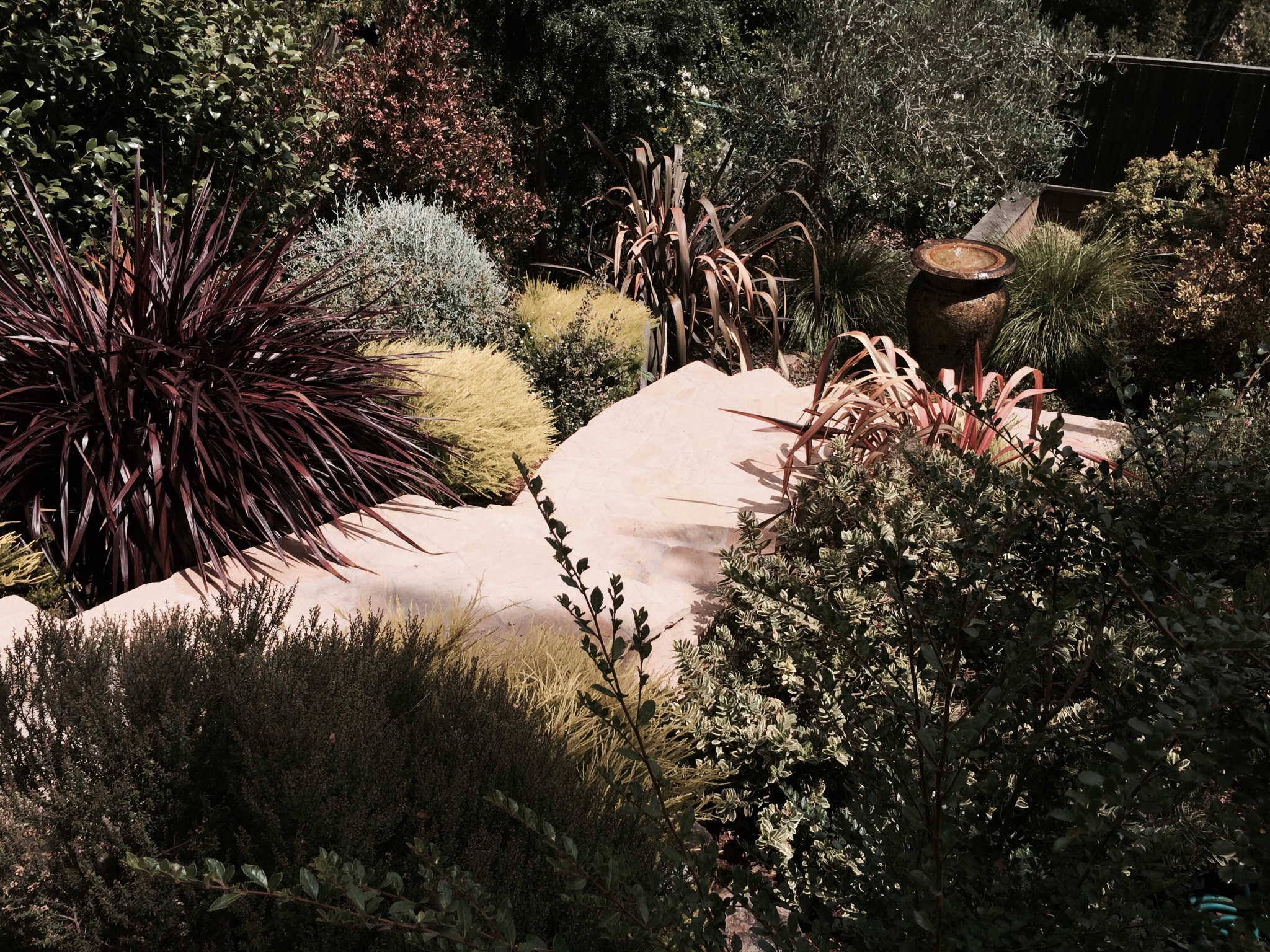 Stonework and native grasses